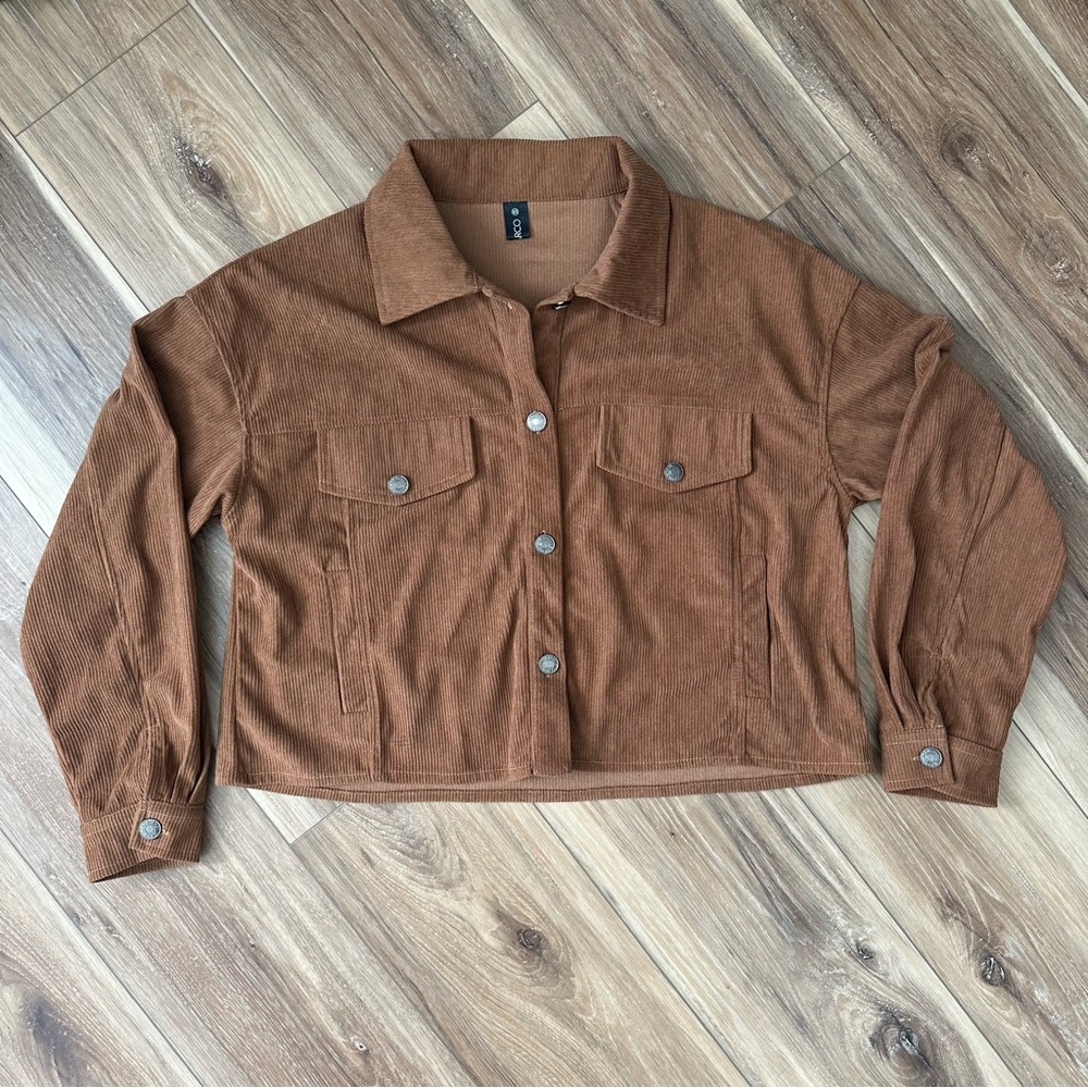 Brown Cropped Corduroy Jacket size small